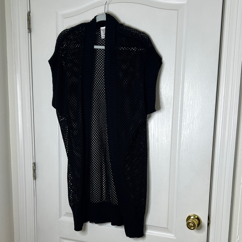 Open-Knit Black Women's Sweater Cardigan